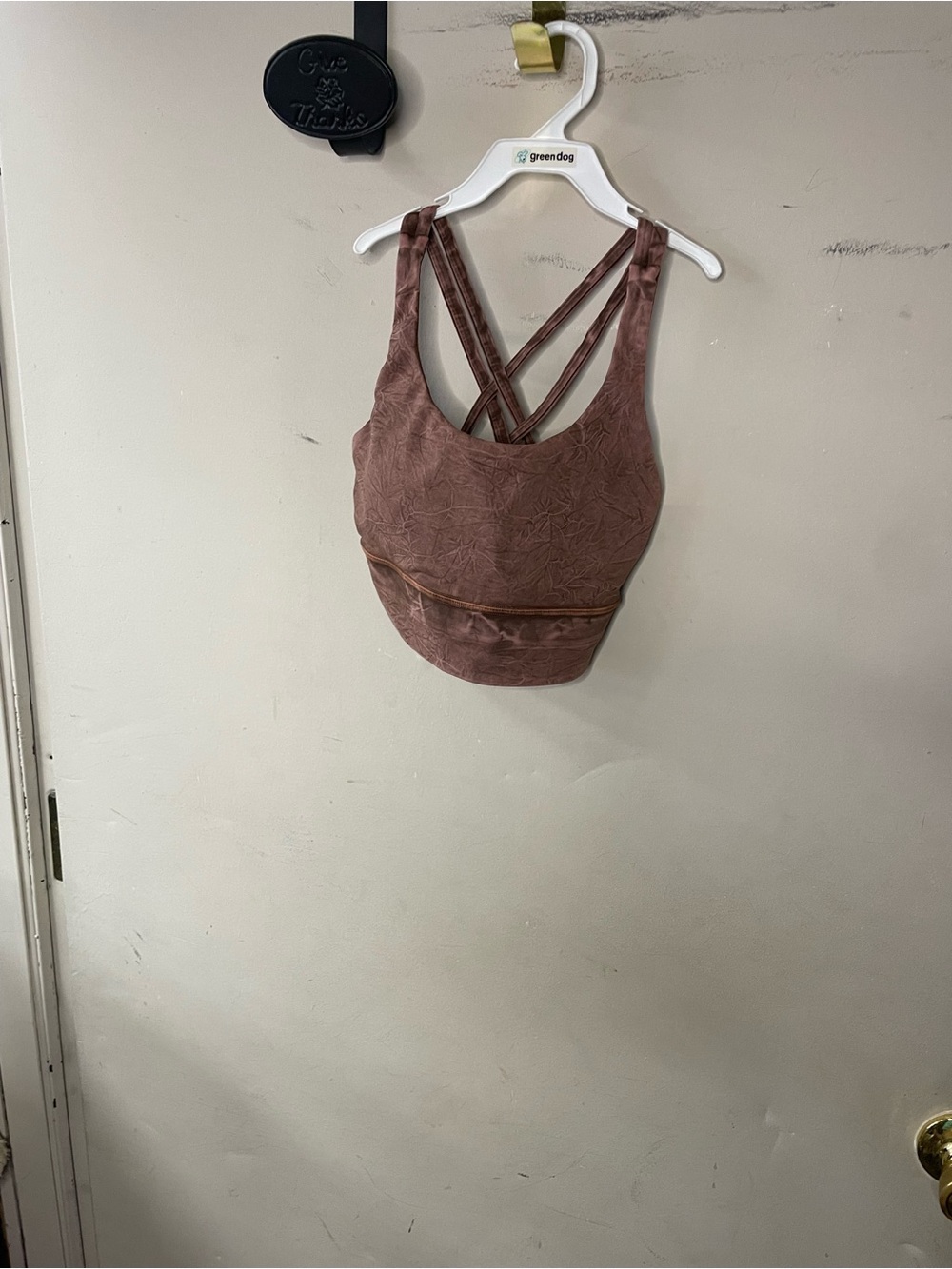 Lululemon brown pattern, double strap cross back,  padded, size 4 sports bra